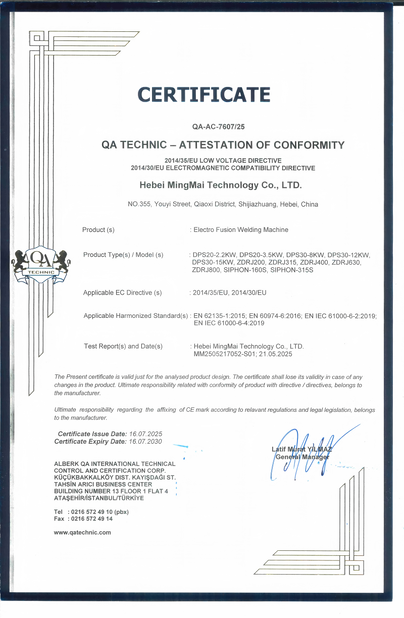 중국 Hebei Mingmai Technology Co.,Ltd 인증