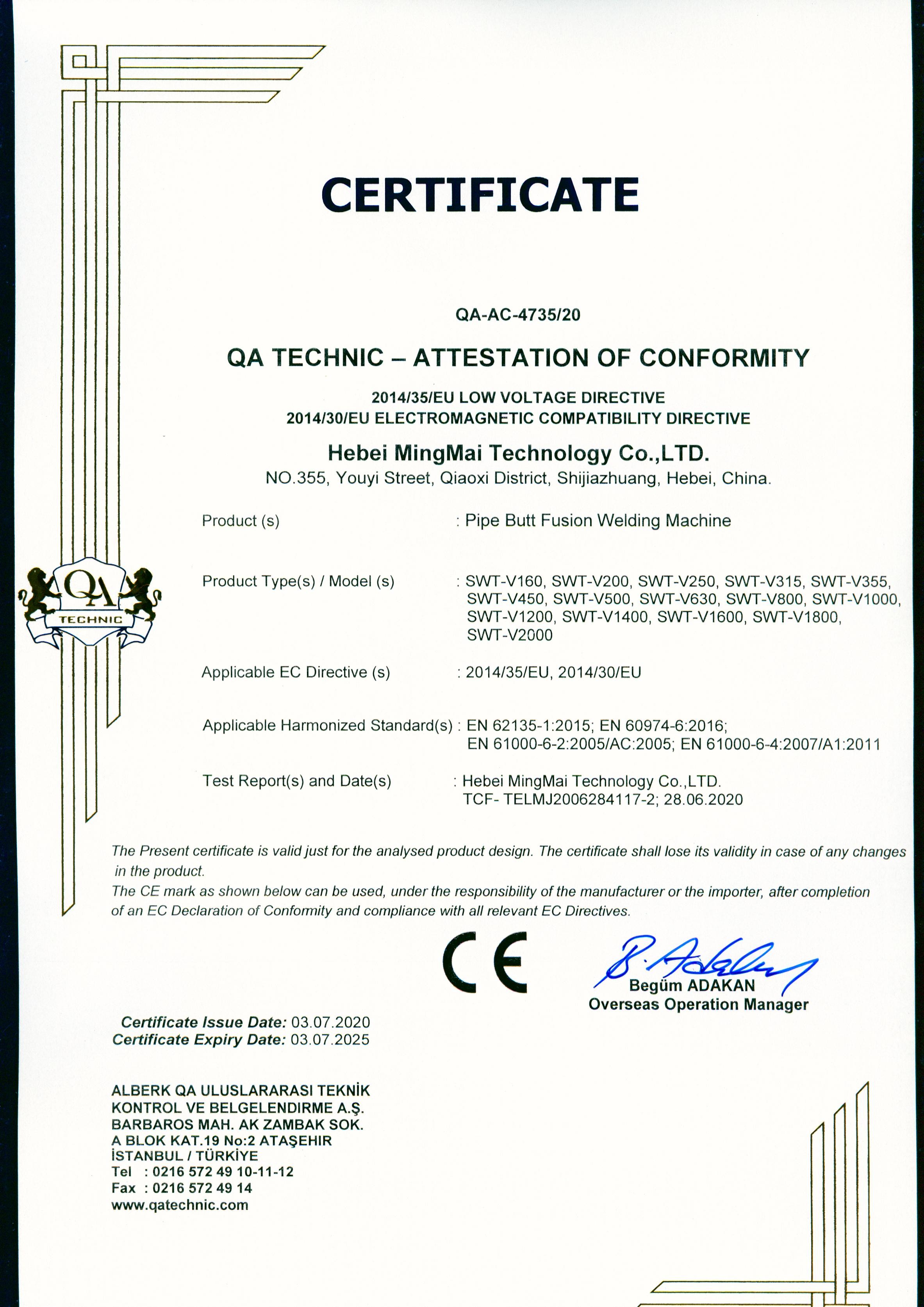 중국 Hebei Mingmai Technology Co.,Ltd 인증